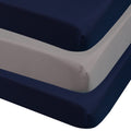 3-Pack Fitted Crib Sheets Set, 9" Deep Microfiber, Navy Blue Charcoal Gray P32030