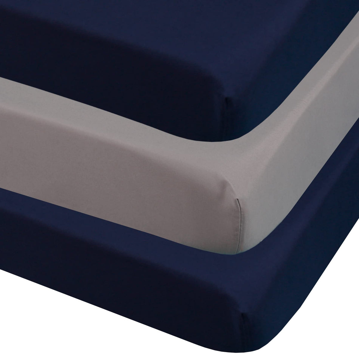 3-Pack Fitted Crib Sheets Set, 9" Deep Microfiber, Navy Blue Charcoal Gray P32030