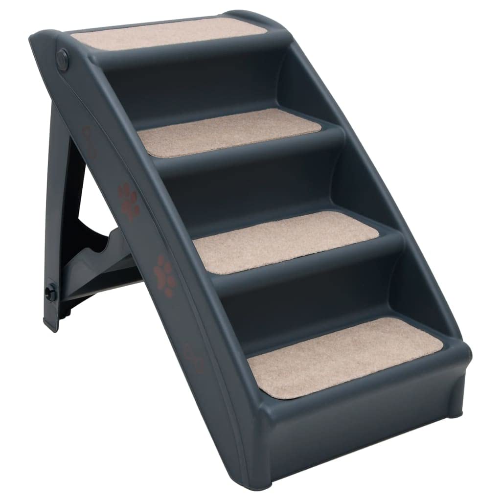 Folding 4-Step Dog Stairs Dark Gray T69121