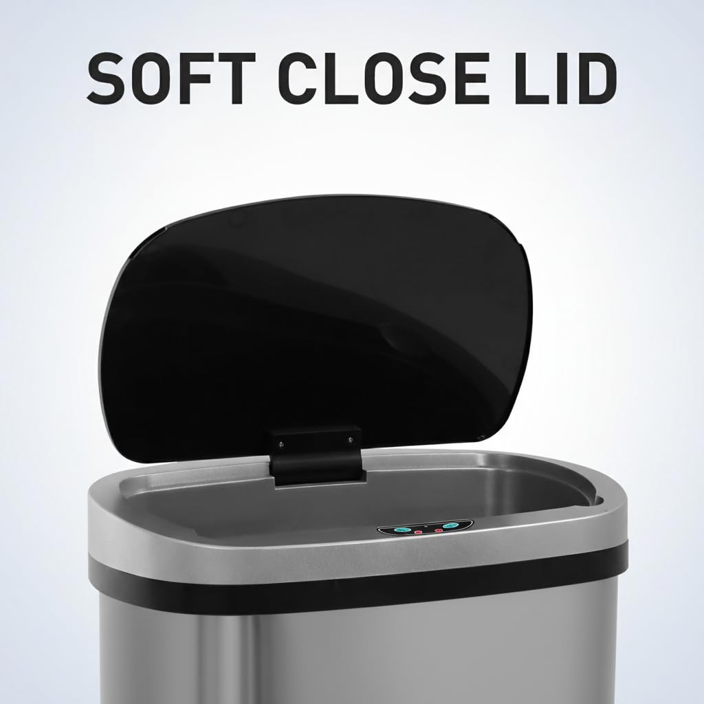 13 Gallon Touch-Free Motion Sensor Stainless-Steel Trash Can E95520