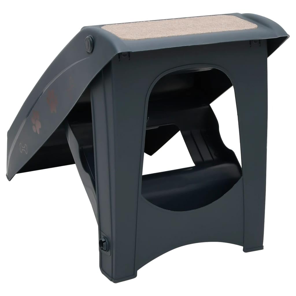 Folding 4-Step Dog Stairs Dark Gray T69121