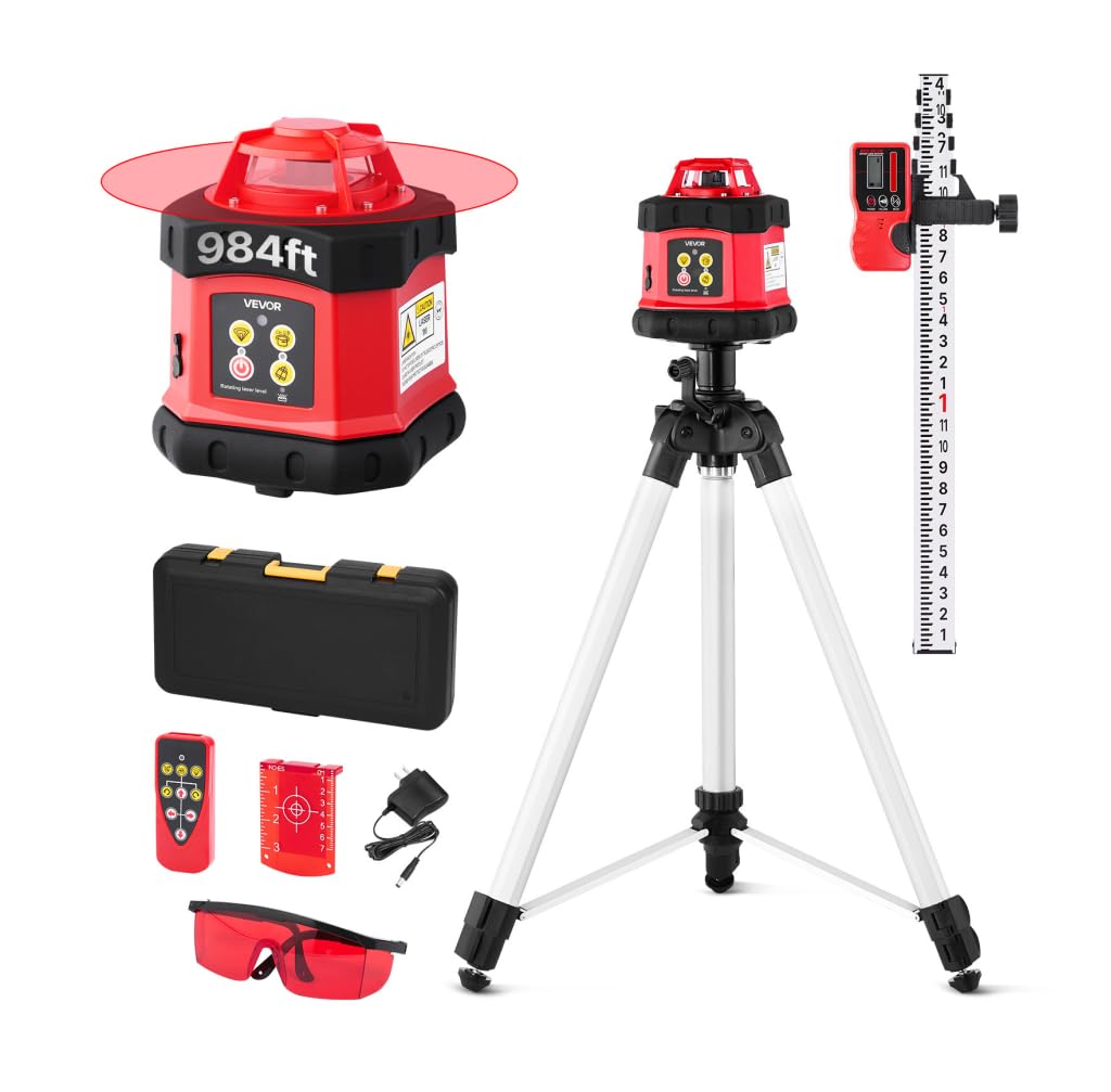 360-Degree Self Leveling Rotary Laser Level Kit with Tripod W9116
