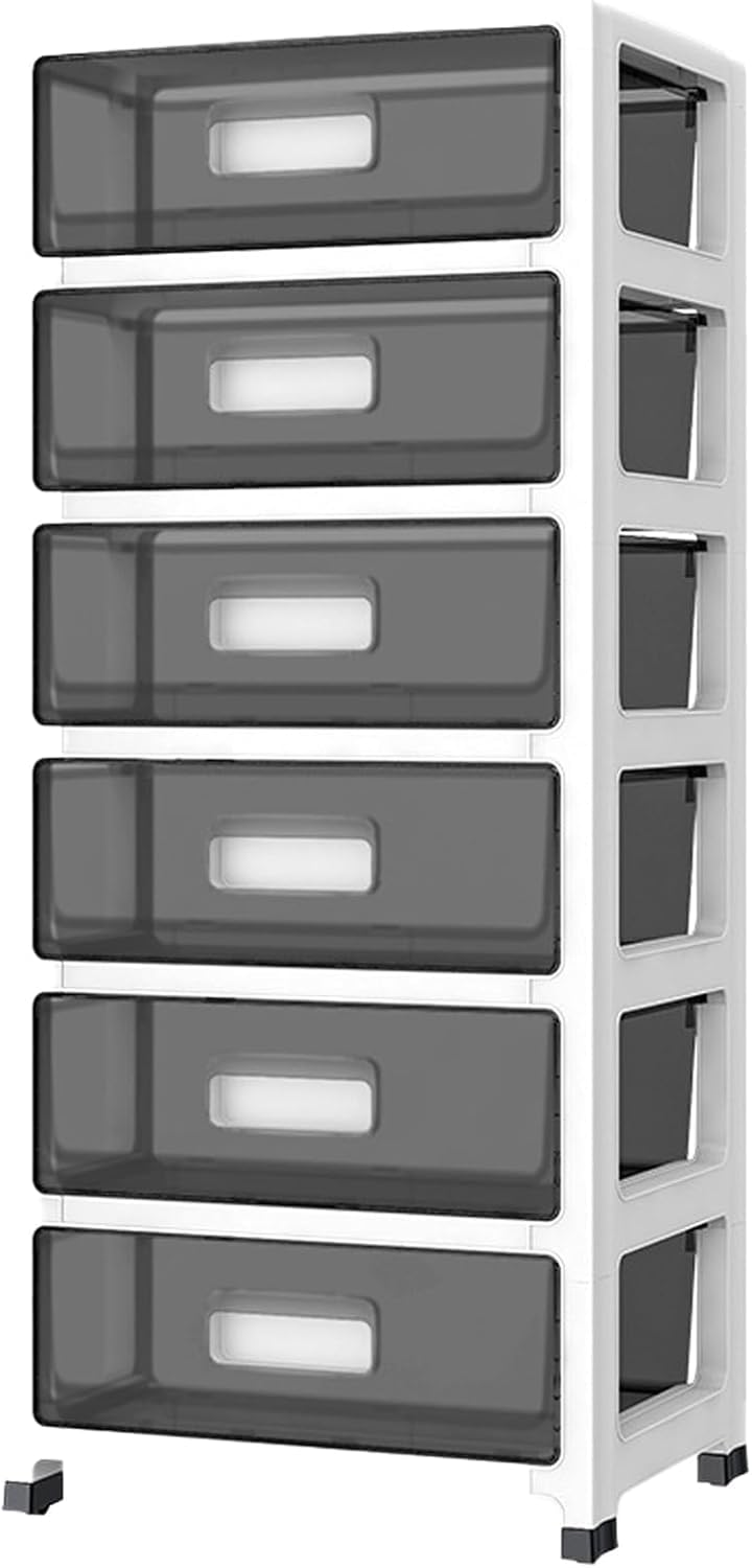 Clear Plastic 6-Tier Rolling Storage Drawer Tower B78015