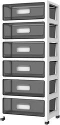 Clear Plastic 6-Tier Rolling Storage Drawer Tower B78015