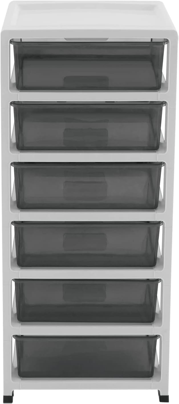 Clear Plastic 6-Tier Rolling Storage Drawer Tower B78015