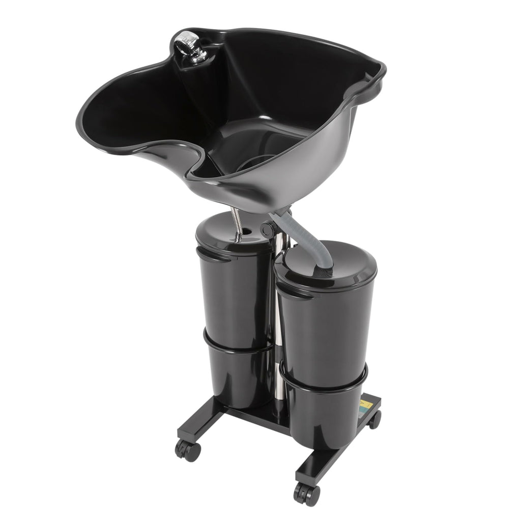 Portable Shampoo Bowl with Electric Pump, Adjustable Height, 2 Buckets, Black H2136