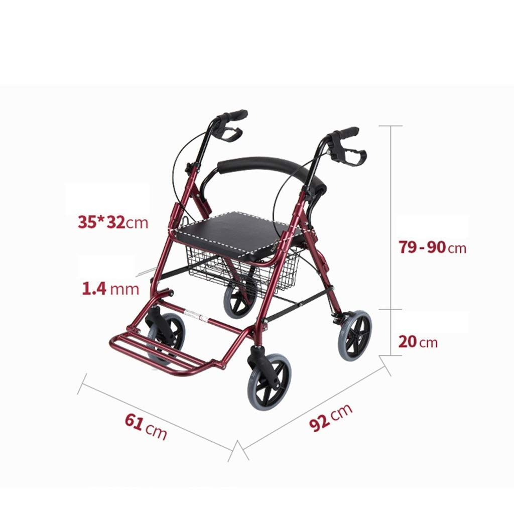 4 Wheeled Folding Rollator Walker with Padded Seat and Backrest P3965