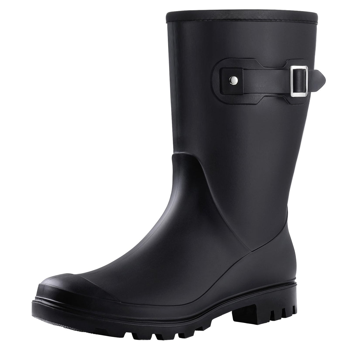 Mid Calf Waterproof Rain Boots with Buckle D3139