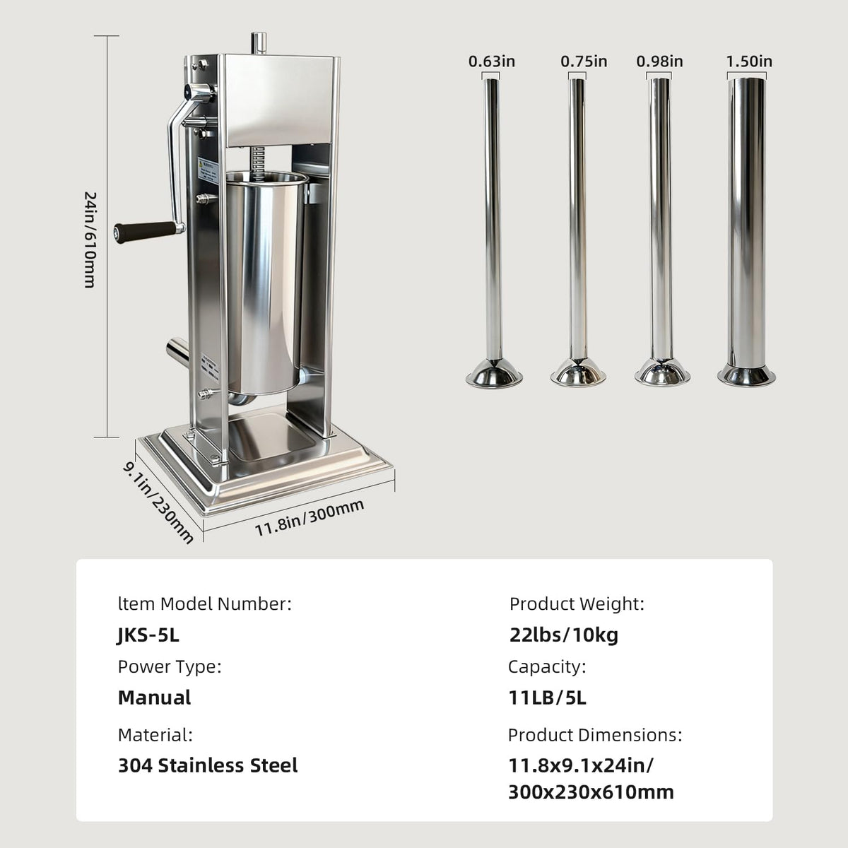 11LBS/5L Vertical Sausage Stuffer L1303