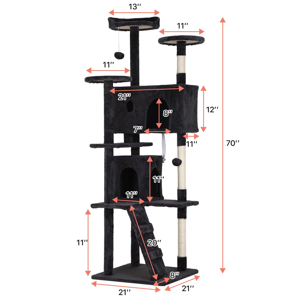 Dark Grey Multi-Level Cat Tree with Scratching Post Q3220