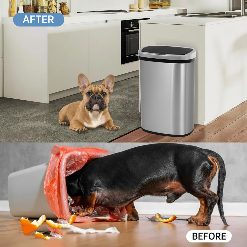 13 Gallon Touch-Free Motion Sensor Stainless-Steel Trash Can E95520