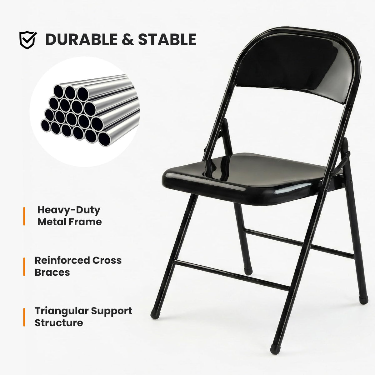 10 Pack Black Metal Folding Chairs O154733