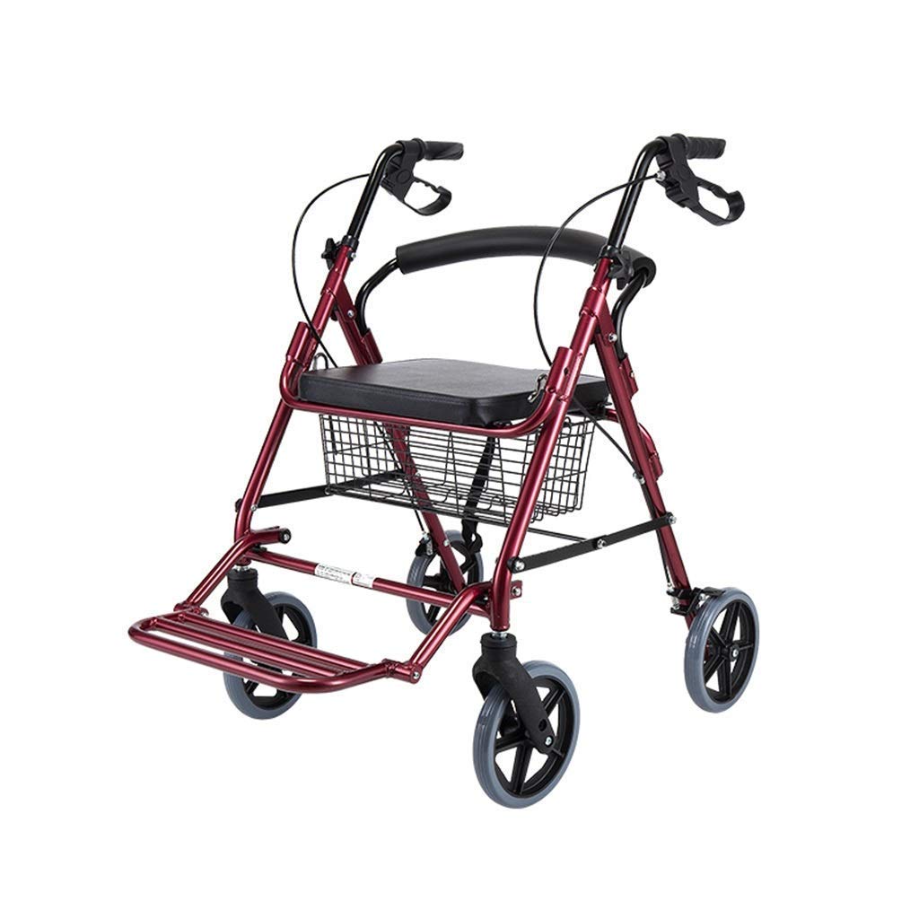4 Wheeled Folding Rollator Walker with Padded Seat and Backrest P3965
