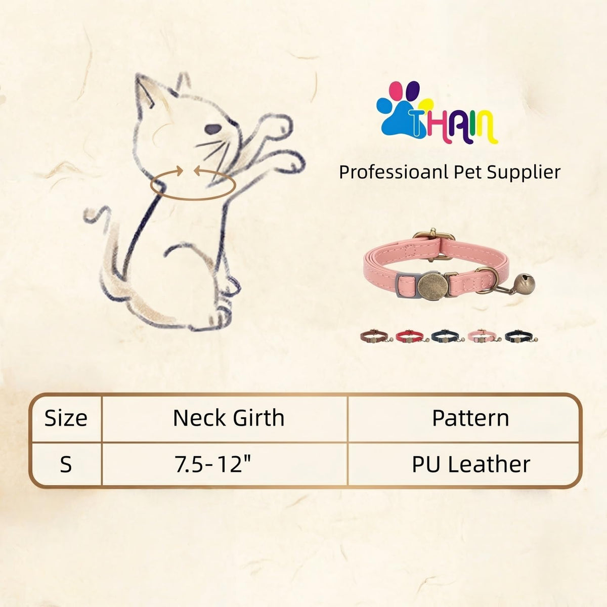 Leather Cat Collar with Bell Breakaway Adjustable Brown B772670