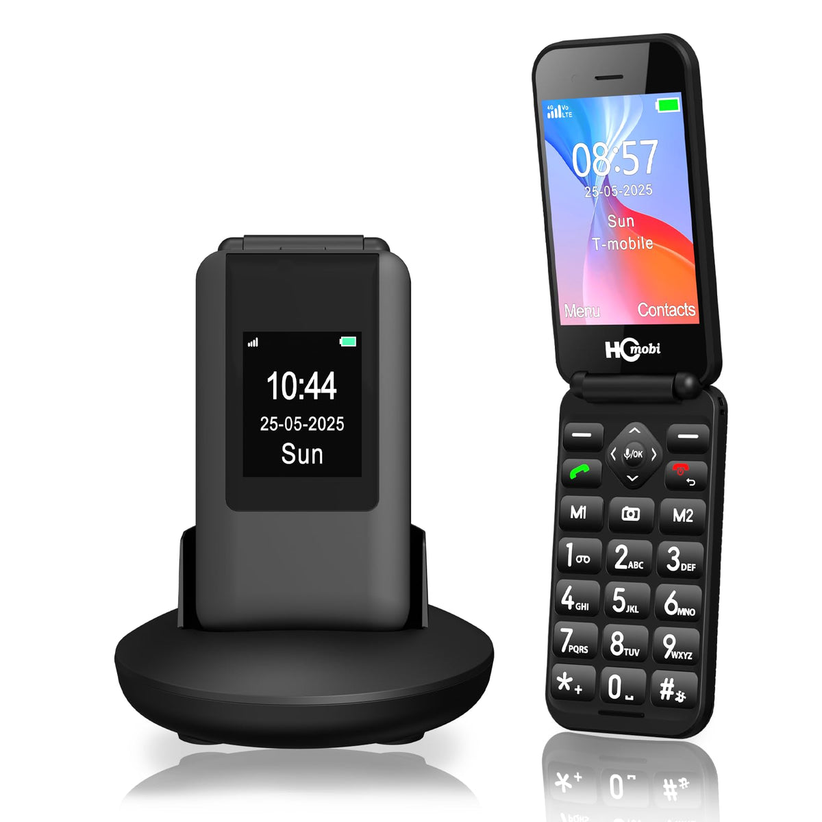 Unlocked Flip Phone with Big Buttons and SOS Button, Matte Black S481134