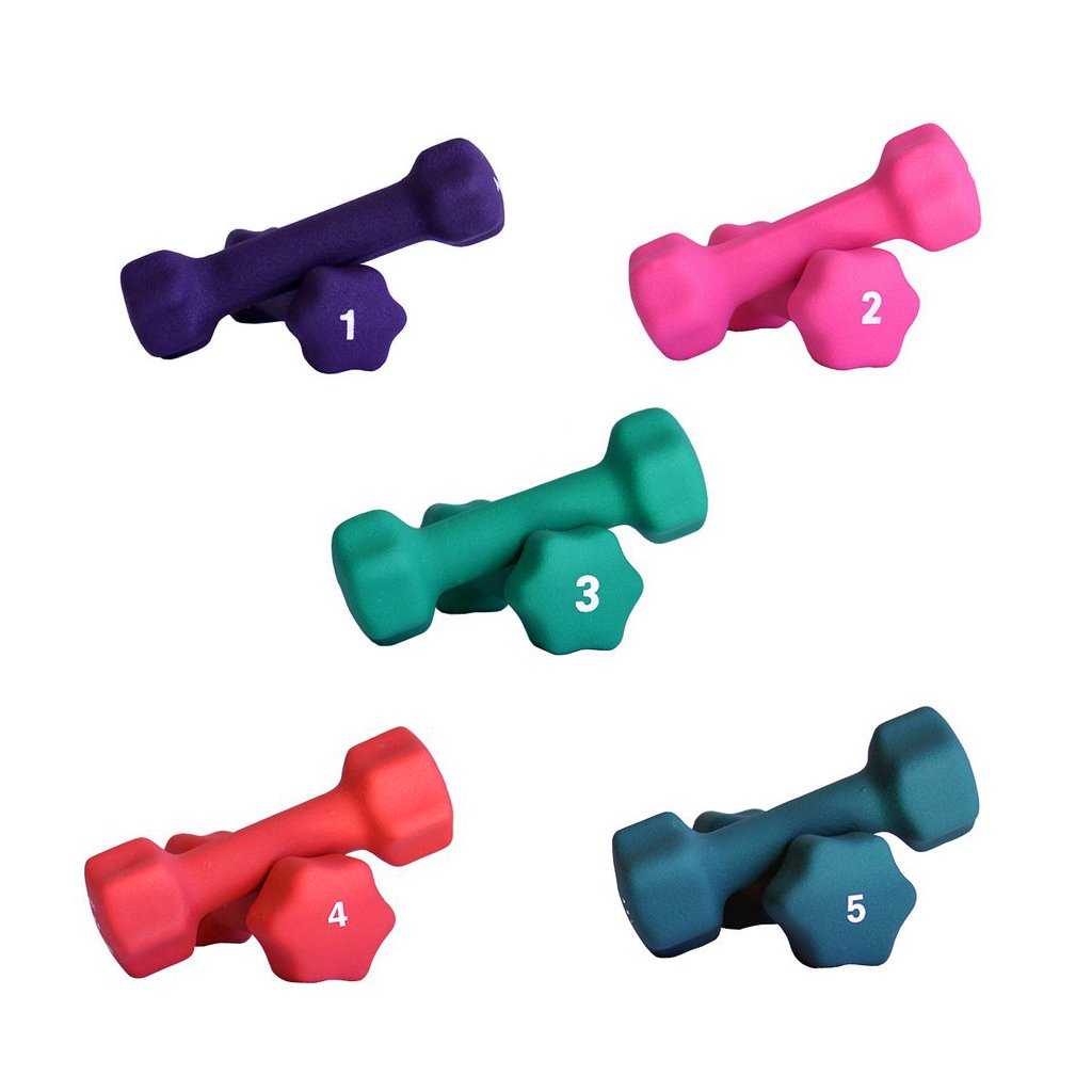 Neoprene Dumbbell Set with White Vertical Dumbbell Rack F460