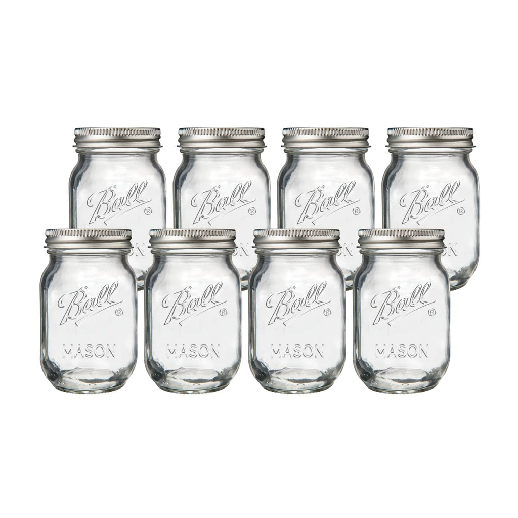 Regular Mouth Pint Glass Mason Jars, 16oz, 8-Count I88439