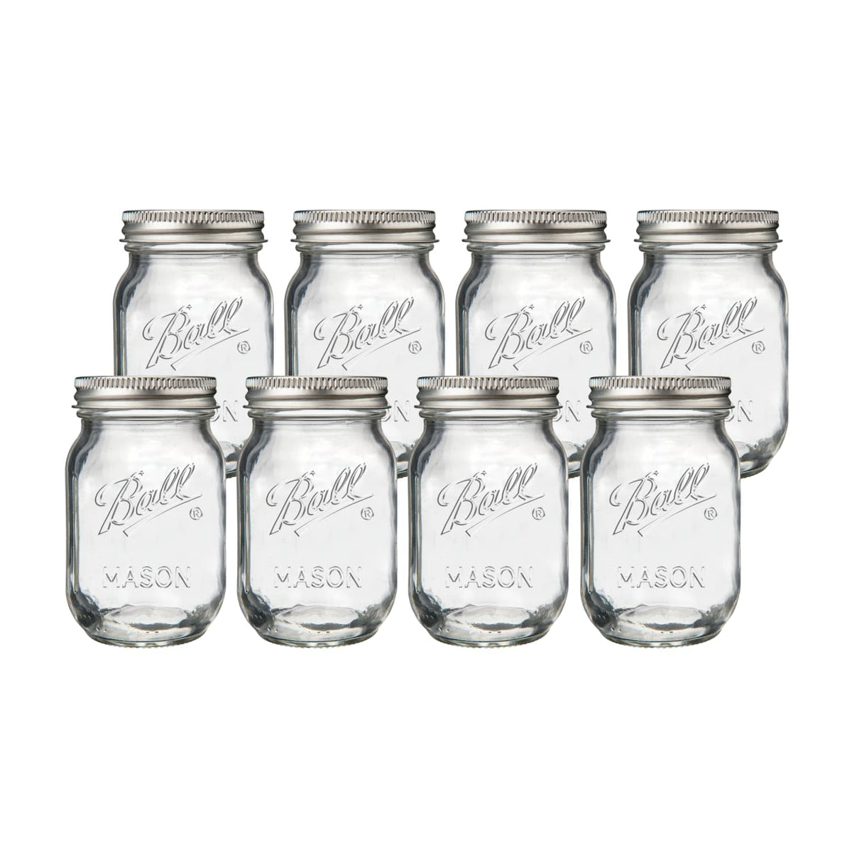 Regular Mouth Pint Glass Mason Jars, 16oz, 8-Count I88439