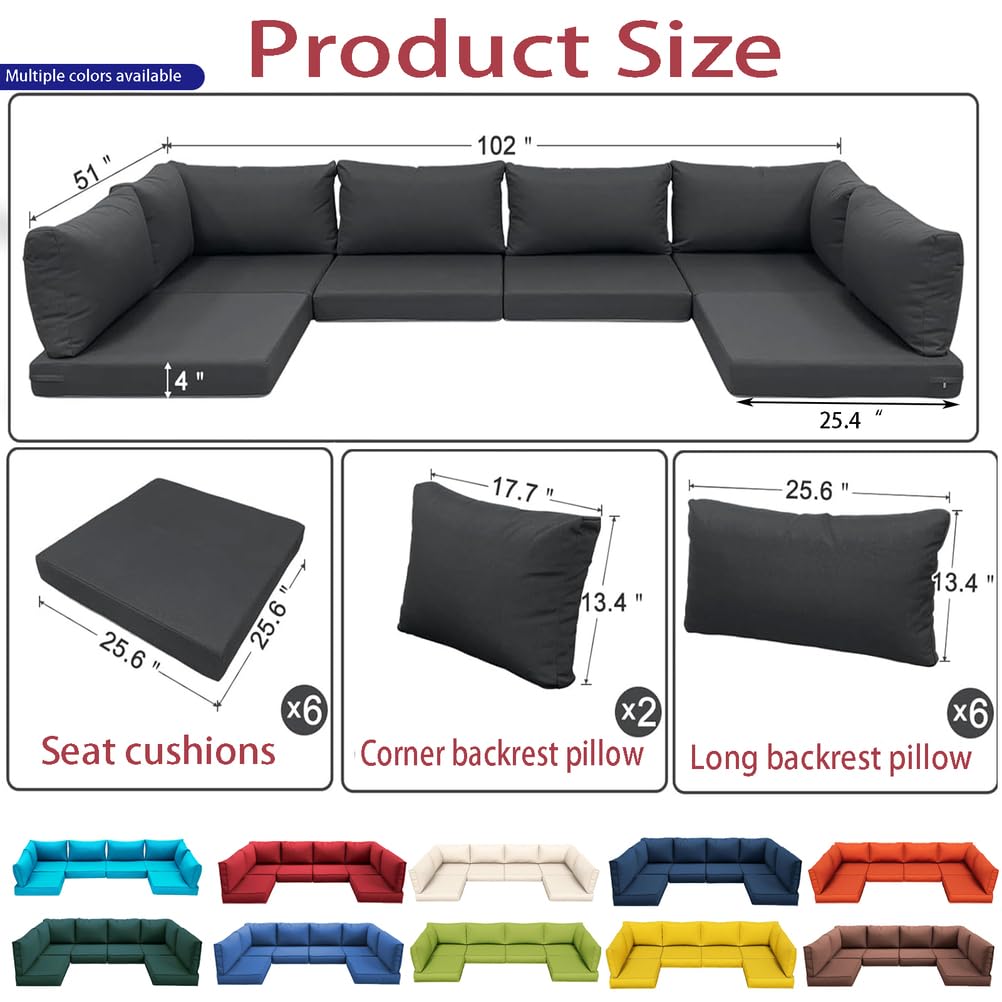 14-Piece Light Blue Outdoor Replacement Cushions I54229