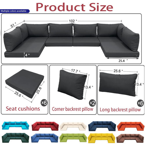 14-Piece Light Blue Outdoor Replacement Cushions I54229