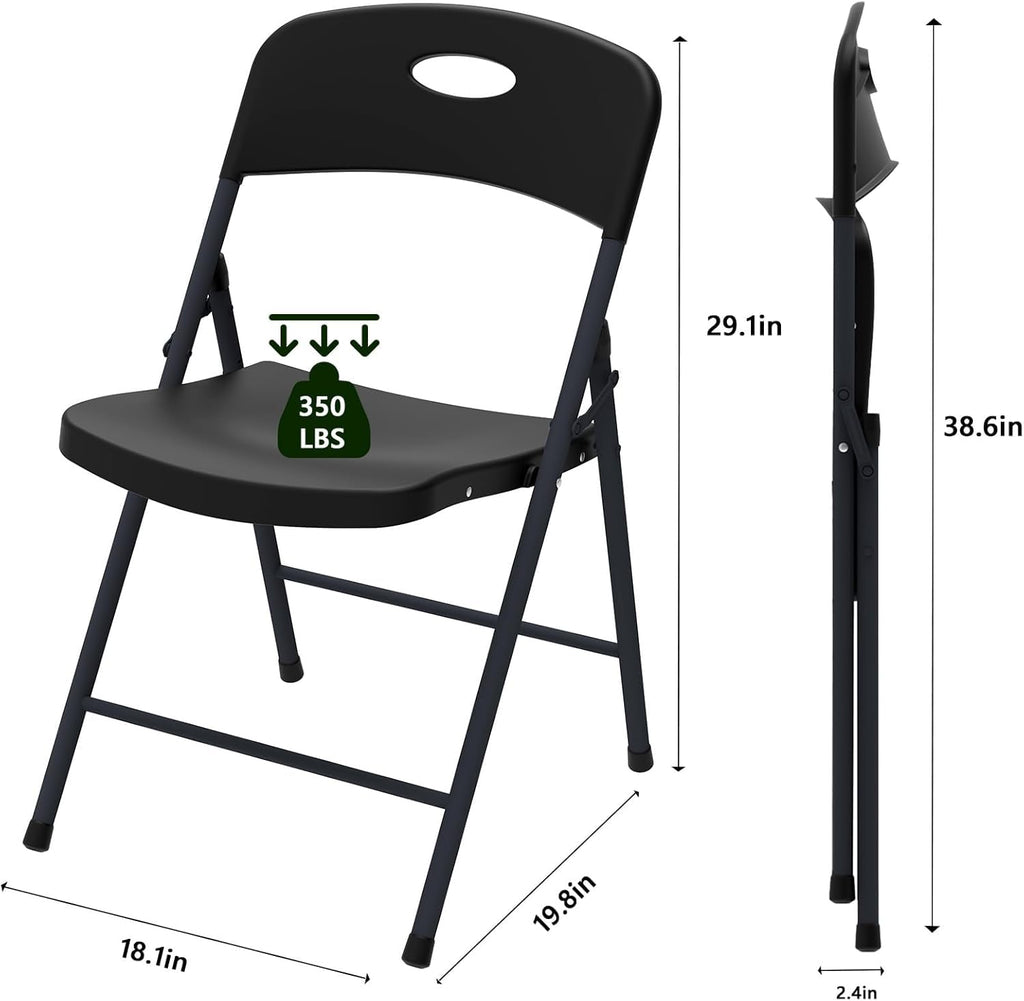 Black 10 Pack Plastic Folding Chair with Steel Frame F646017