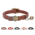 Leather Cat Collar with Bell Breakaway Adjustable Brown B772670