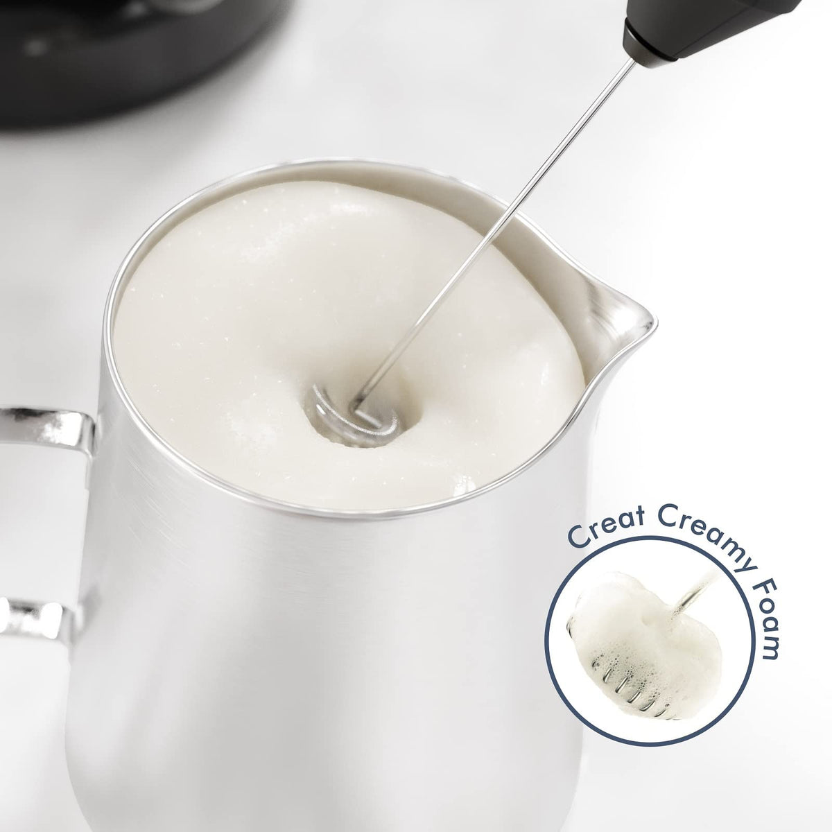 Black Handheld Milk Frother with Stand I850521