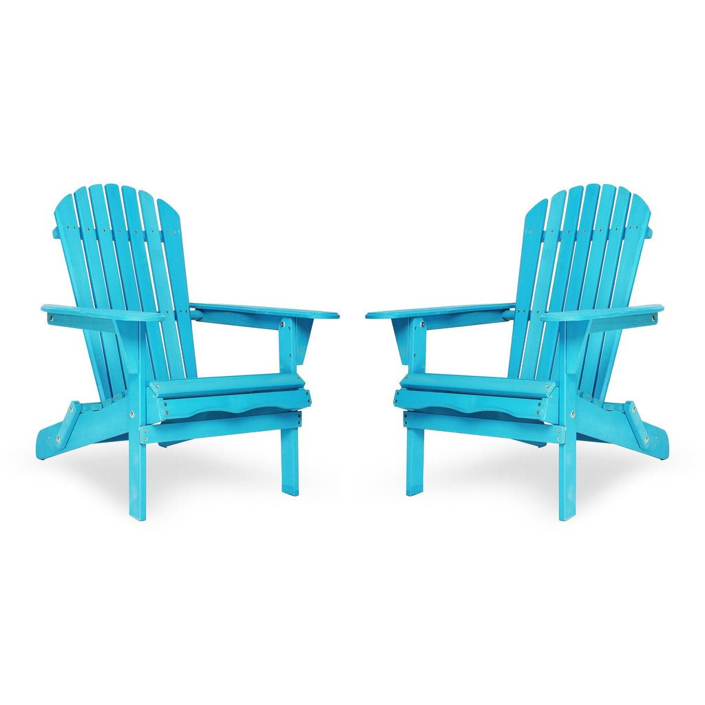 Light Blue Solid Cedar Wood Folding Adirondack Chair Set of 2 H469