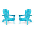 Light Blue Solid Cedar Wood Folding Adirondack Chair Set of 2 H469
