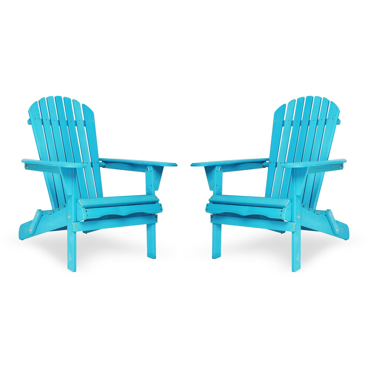 Light Blue Solid Cedar Wood Folding Adirondack Chair Set of 2 H469