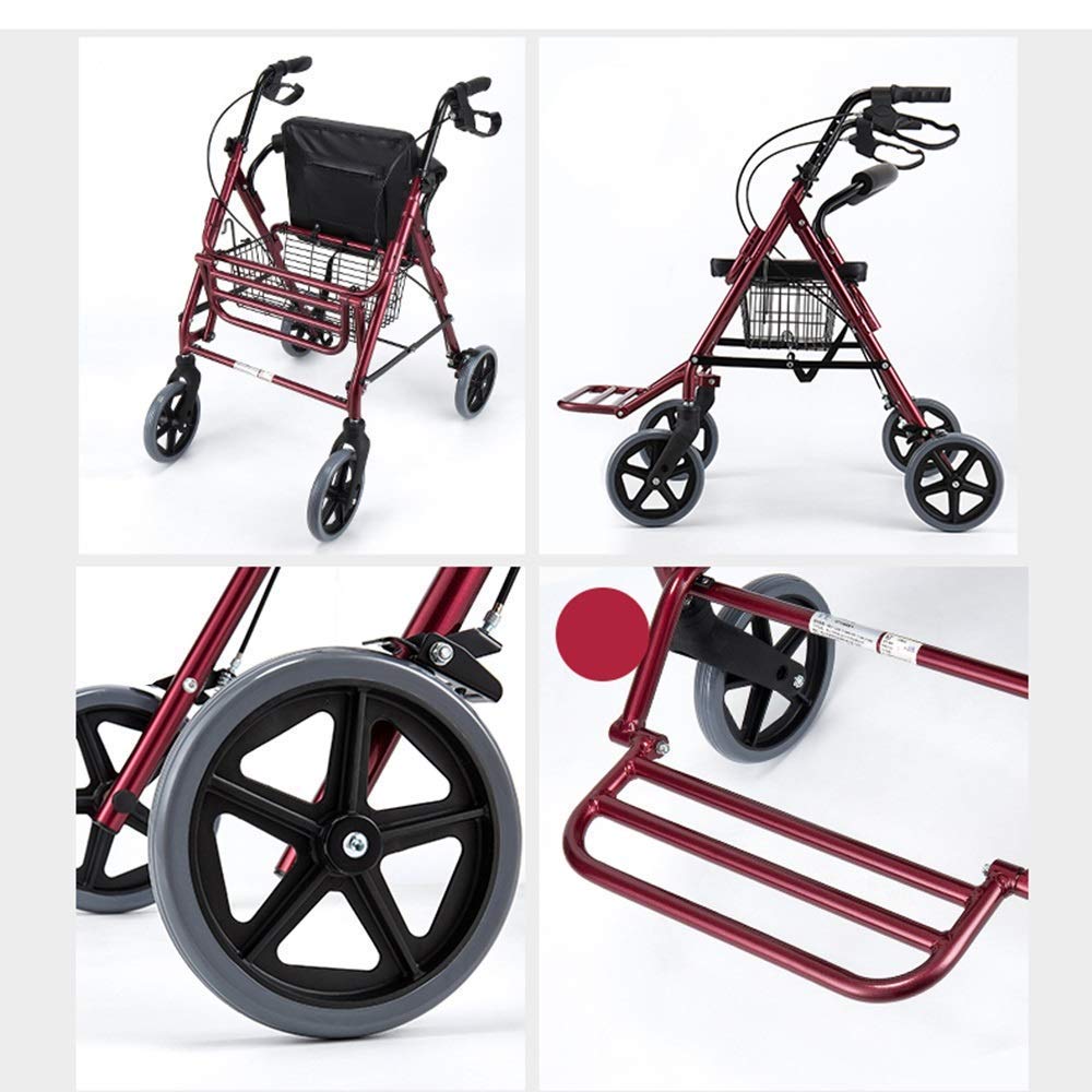 4 Wheeled Folding Rollator Walker with Padded Seat and Backrest P3965