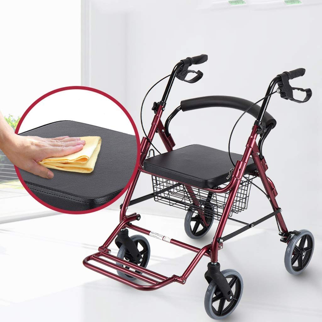 4 Wheeled Folding Rollator Walker with Padded Seat and Backrest P3965