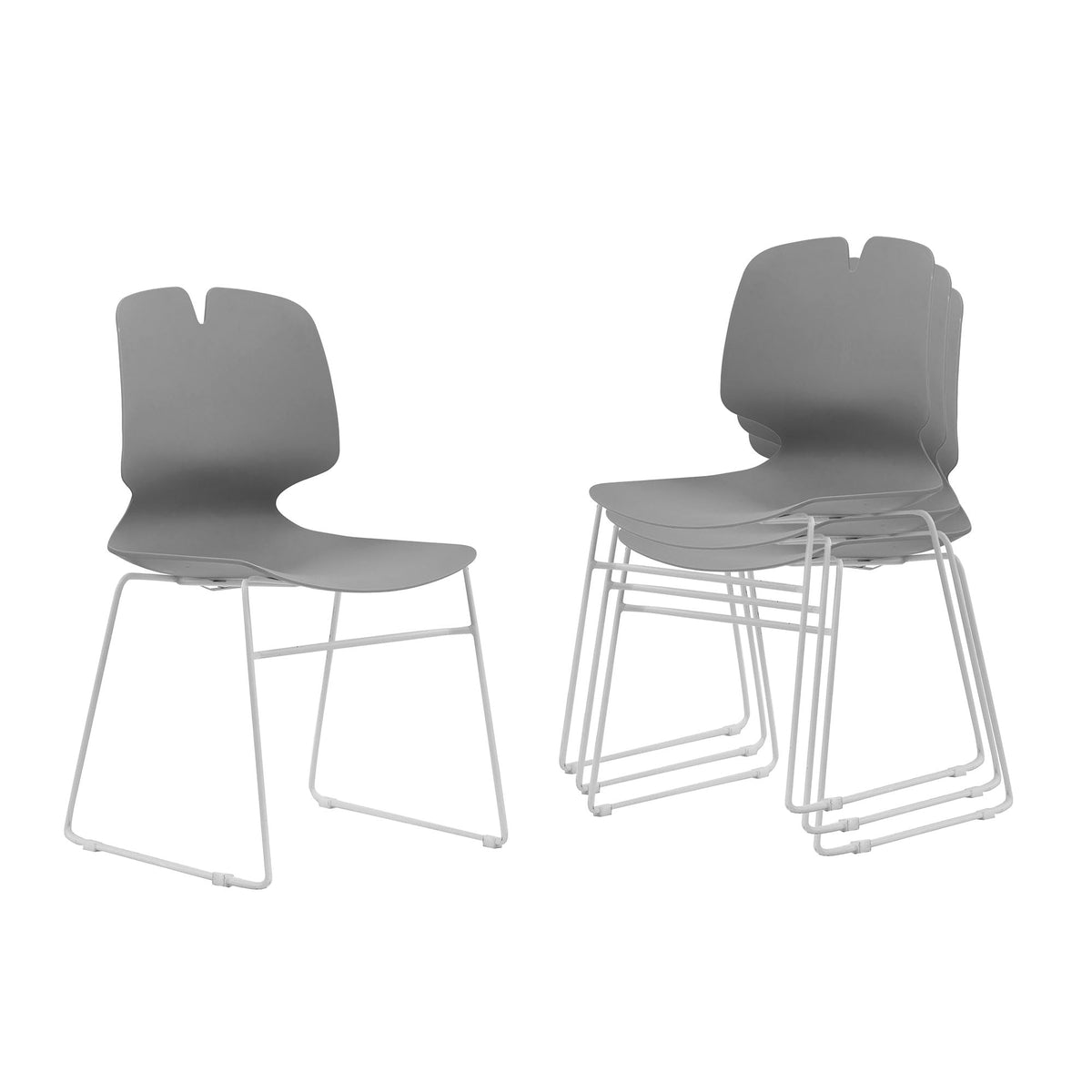 Grey Polypropylene Steel Stacked Office Chair Set H8925