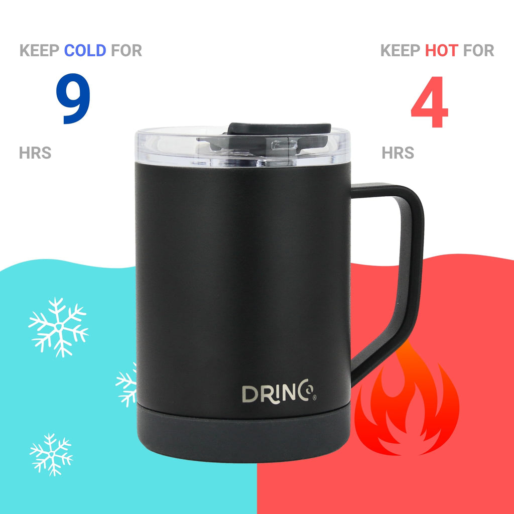 16 oz Black Vacuum Insulated Stainless Steel Travel Mug with Lid V569667