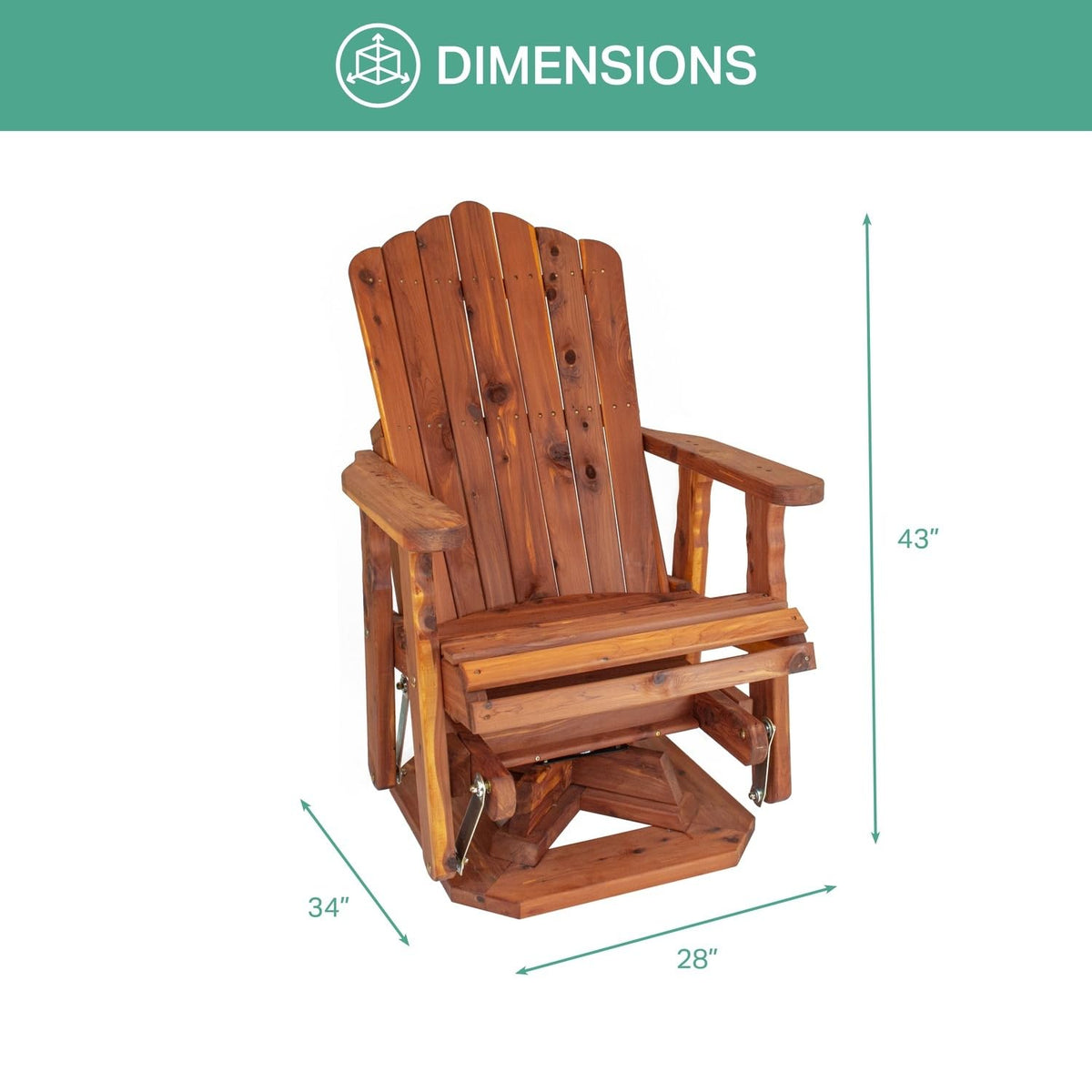 Cedar Adirondack Swivel Glider Outdoor Patio Chair A48947