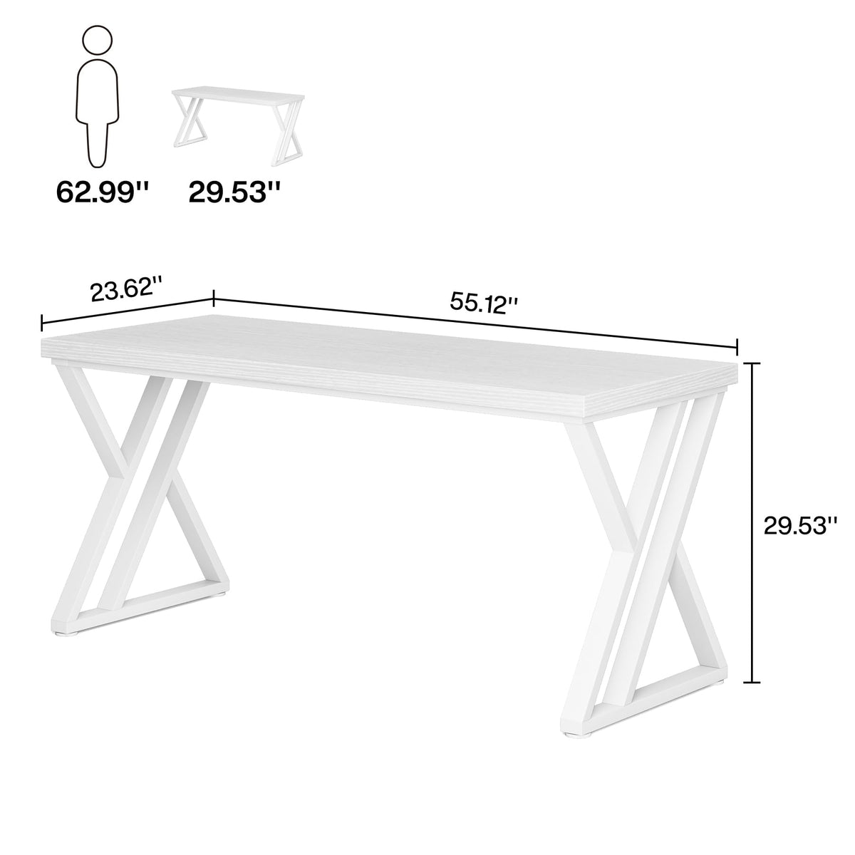 55 inch White Writing Computer Desk S46823
