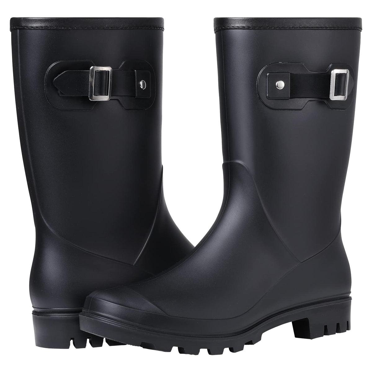 Mid Calf Waterproof Rain Boots with Buckle D3139
