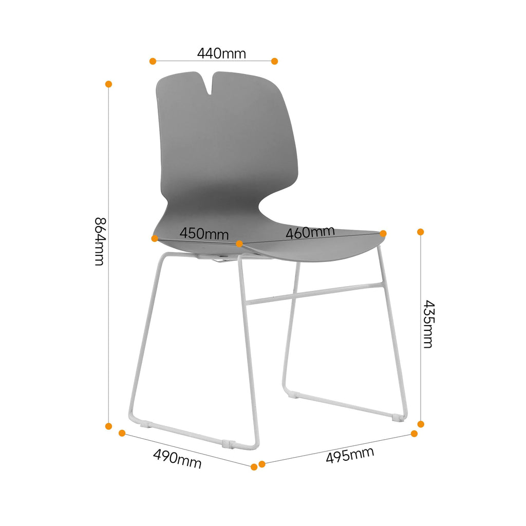 Grey Polypropylene Steel Stacked Office Chair Set H8925