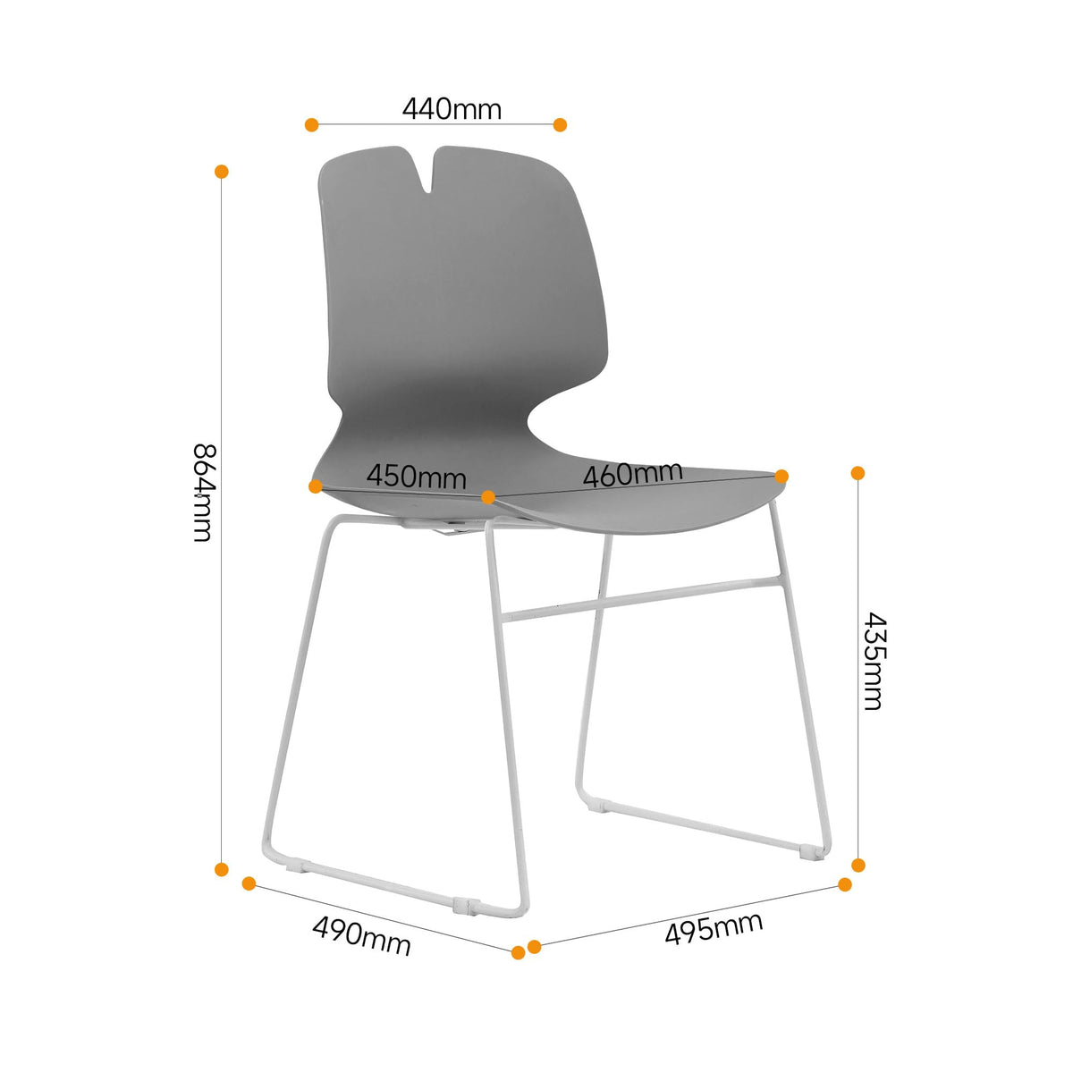 Grey Polypropylene Steel Stacked Office Chair Set H8925