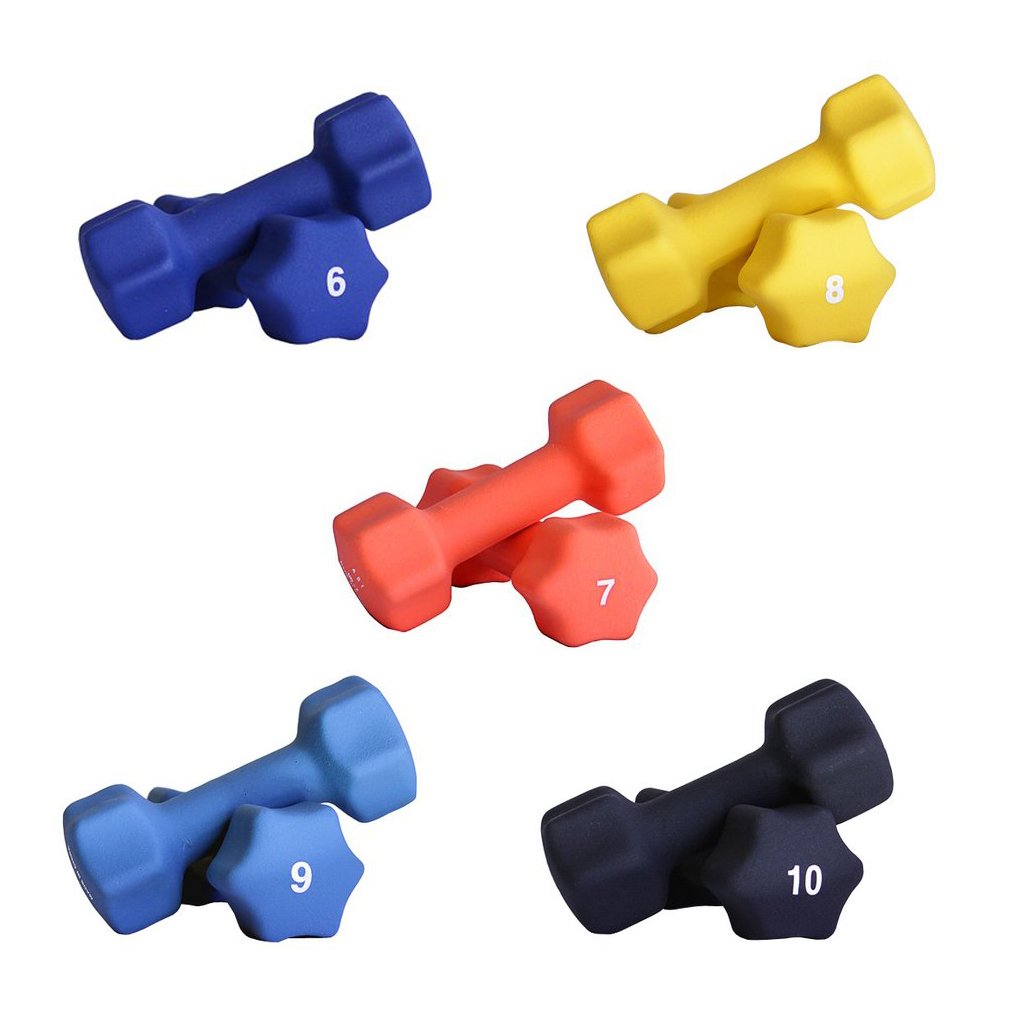 Neoprene Dumbbell Set with White Vertical Dumbbell Rack F460