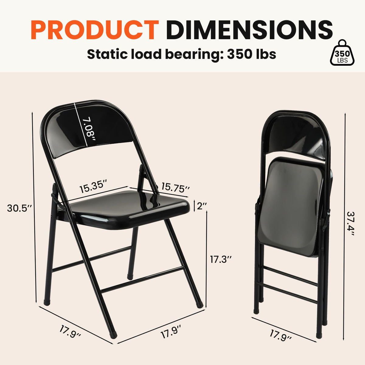 10 Pack Black Metal Folding Chairs O154733
