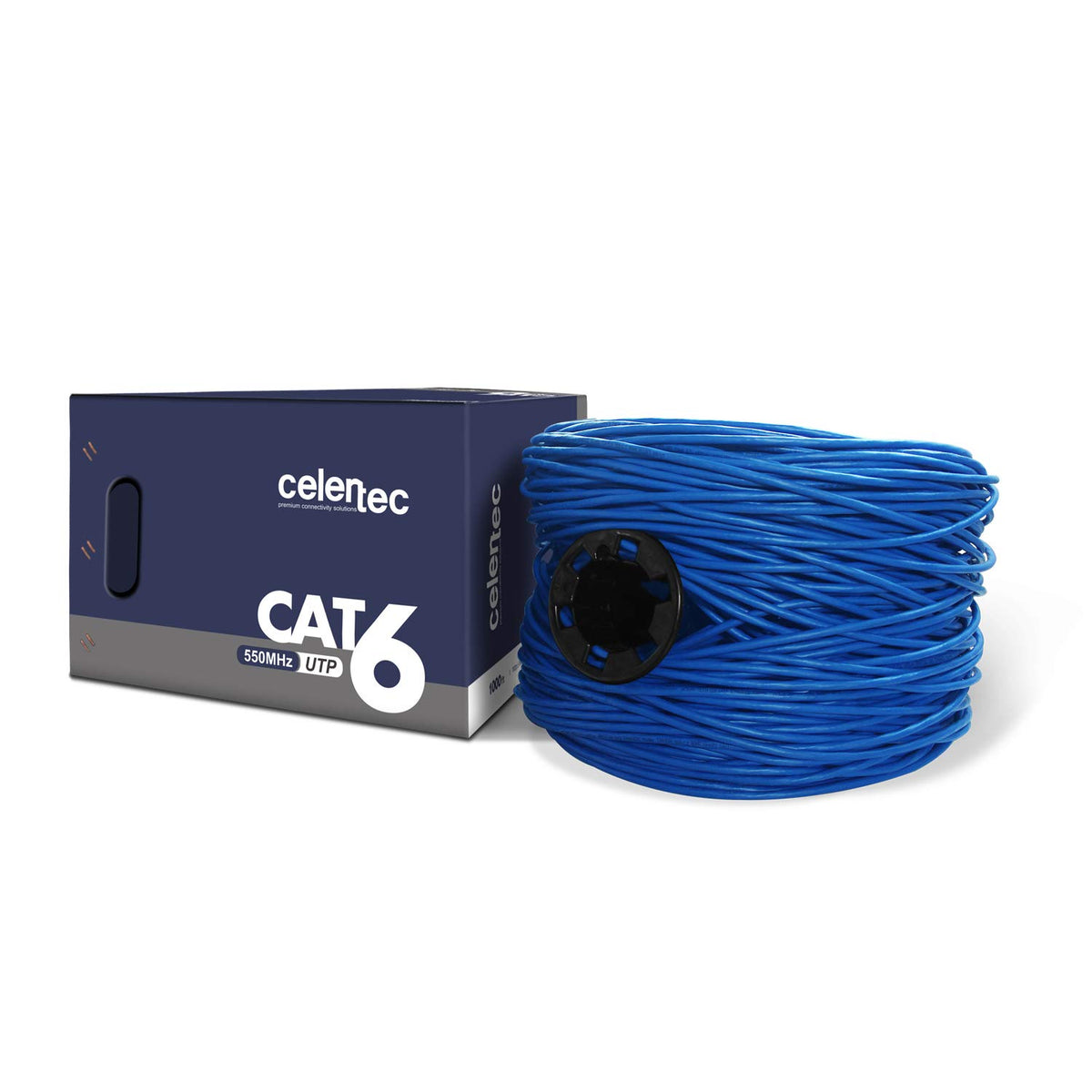 CAT6 Ethernet Cable, 1000ft, 23AWG Solid Bare Copper, UTP, Indoor, Blue Z1461