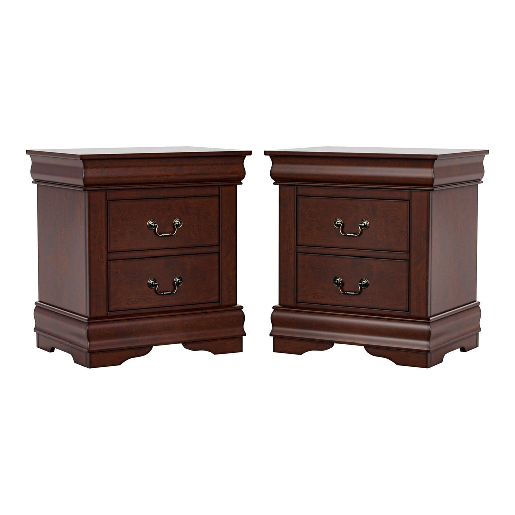 Solid Wood Nightstands Set of 2 with Drawers F335