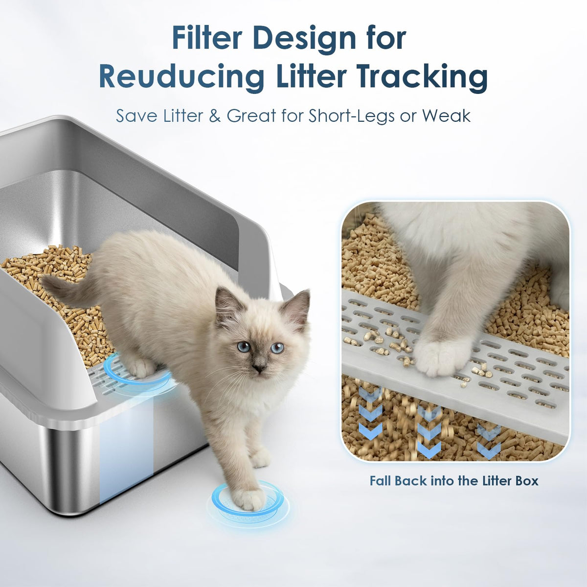 Enclosed Stainless Steel Sifting Litter Box E44171