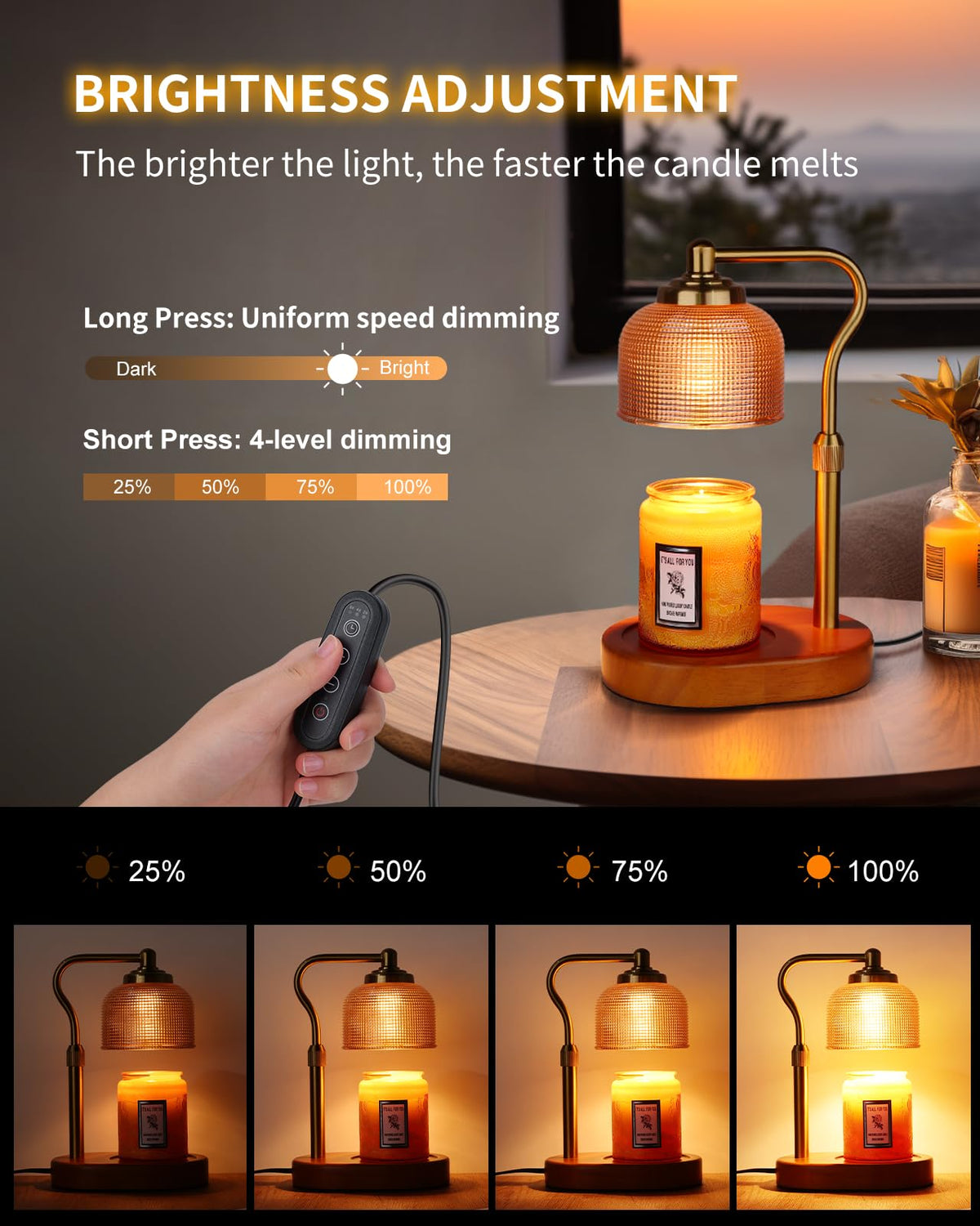 Electric Candle Warmer Lamp with Timer Dimmable Height Adjustable X842
