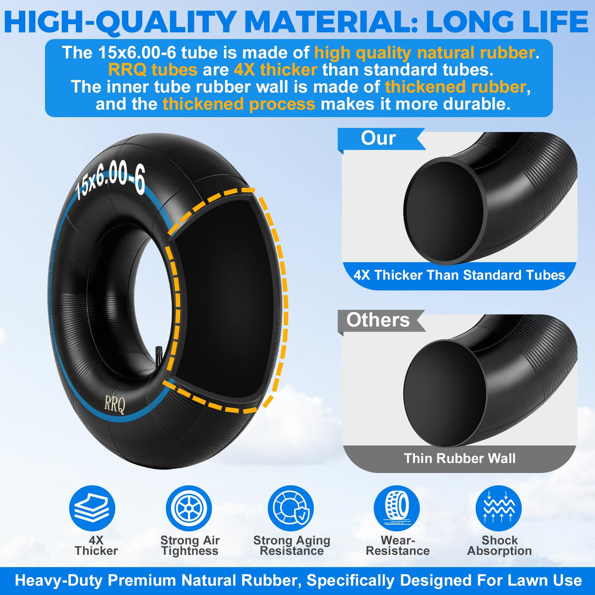 15x6.00-6 Lawn Mower Inner Tube, 2 Pack W64781