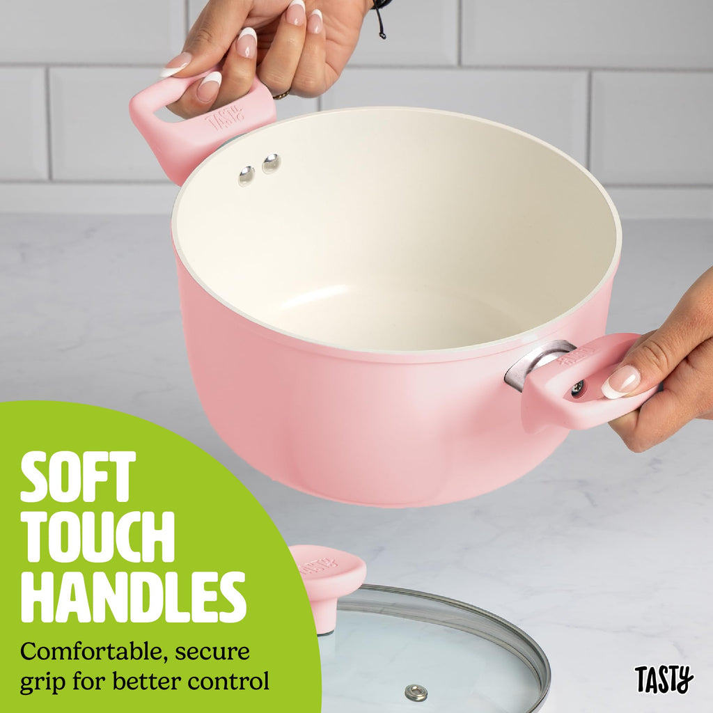 12 Piece Pink Nonstick Ceramic Cookware Set J6869