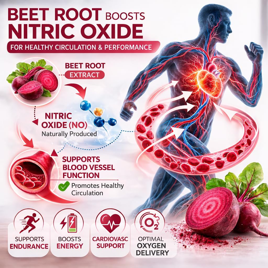 Organic Beet Root Capsules, 1300mg - 60 Capsules J39440
