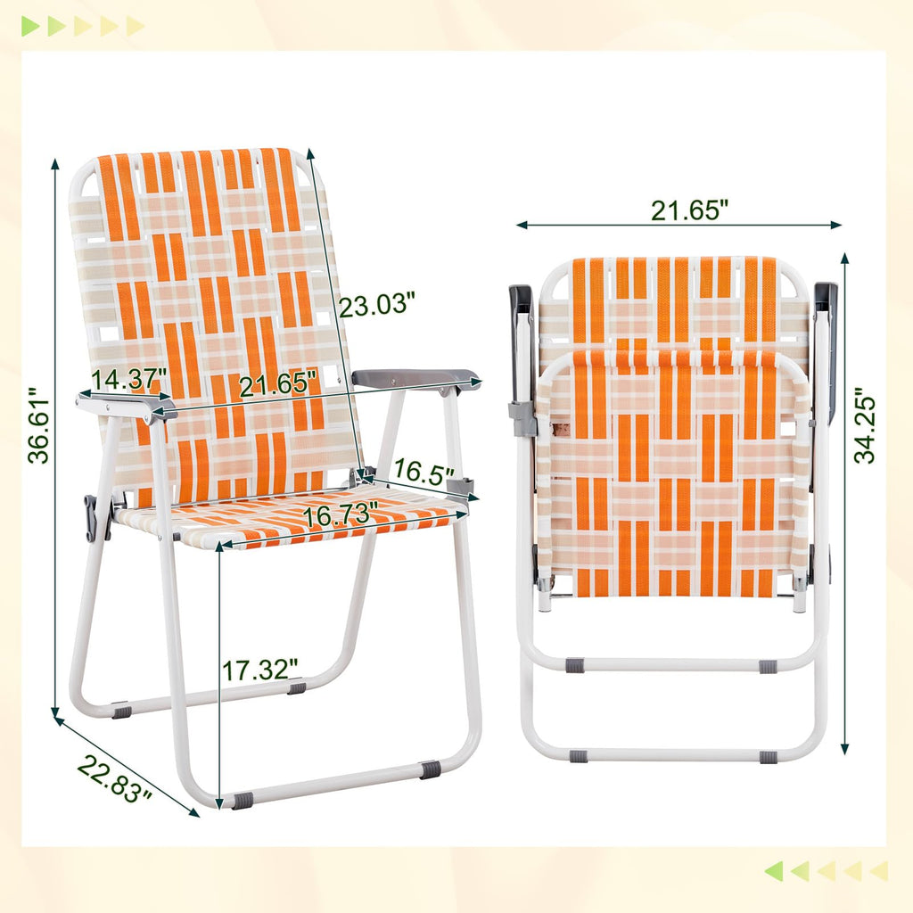 Orange & White Set of 2 Webbed Folding Beach Chairs X275