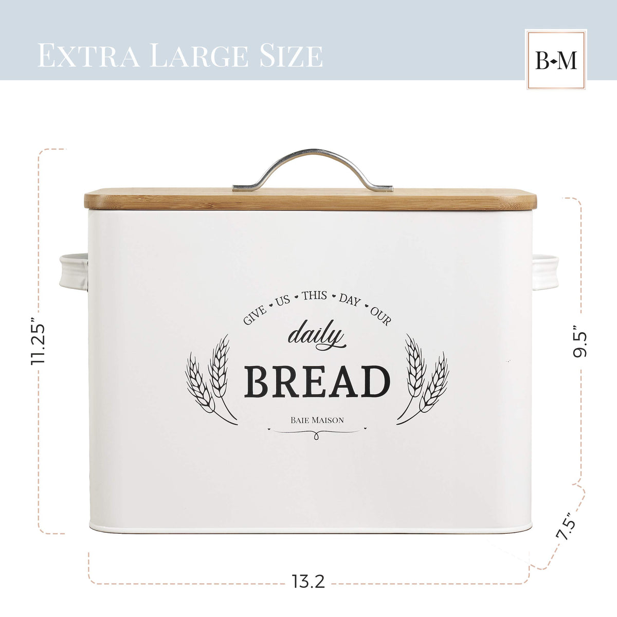 Extra Large White Farmhouse Bread Box with Canisters Set of 3 B4133